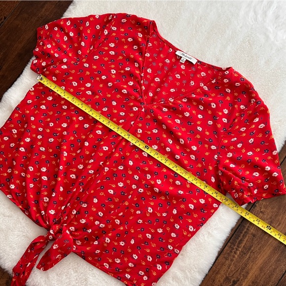 Madewell Novel Tie-Front Top Prairie Posies Red Floral Size Medium - Picture 13 of 14